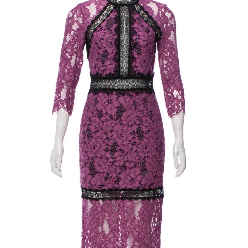 Alexis Lace Dress in Purple and Black - Size Small